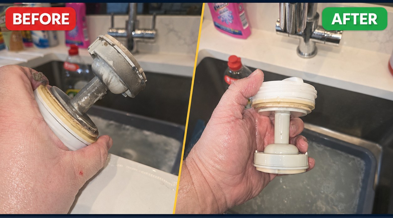 Drain pump filter clean — before and after, Spin Fresh