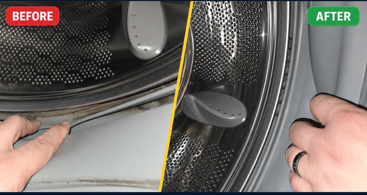 Door seal deep clean — before and after, Spin Fresh