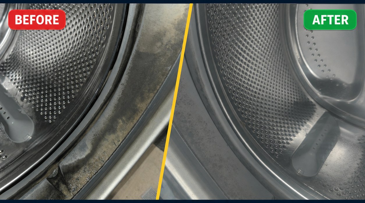 Door seal deep clean — before and after, Spin Fresh