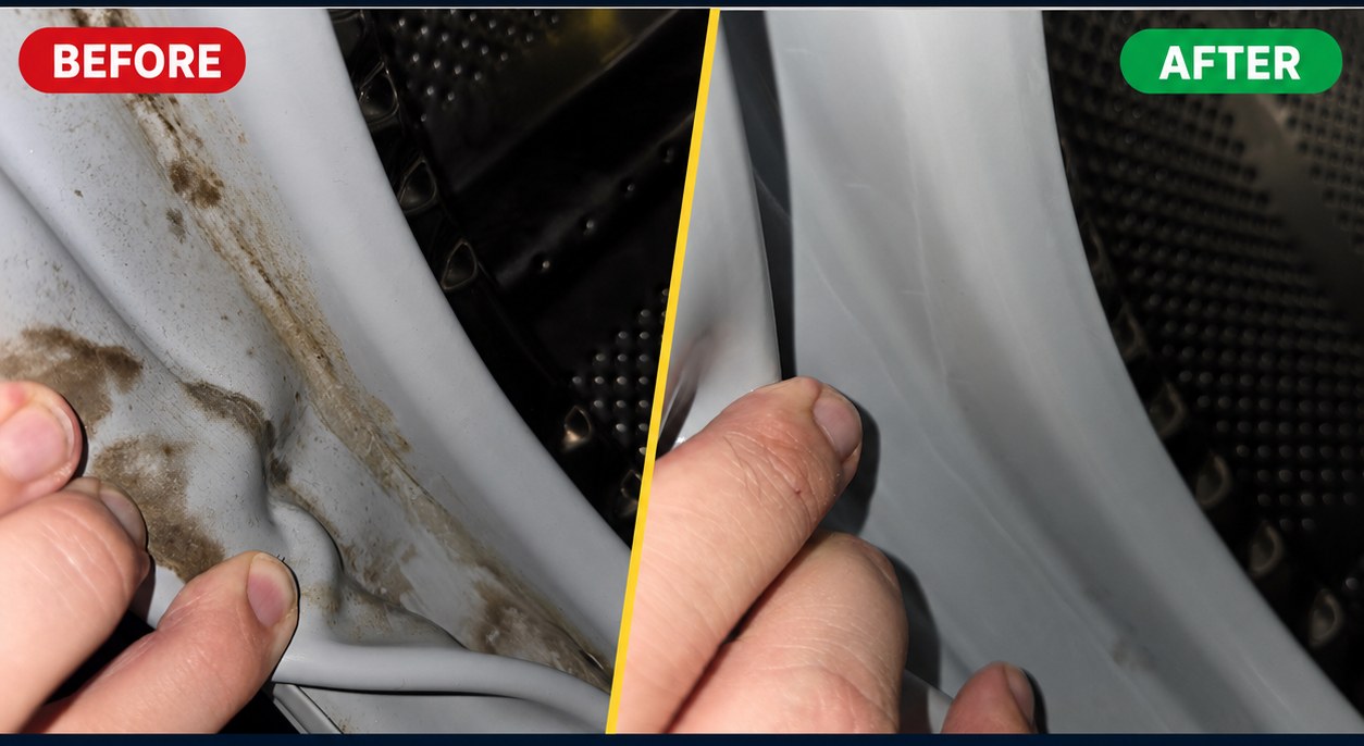 Door seal deep clean — before and after, Spin Fresh