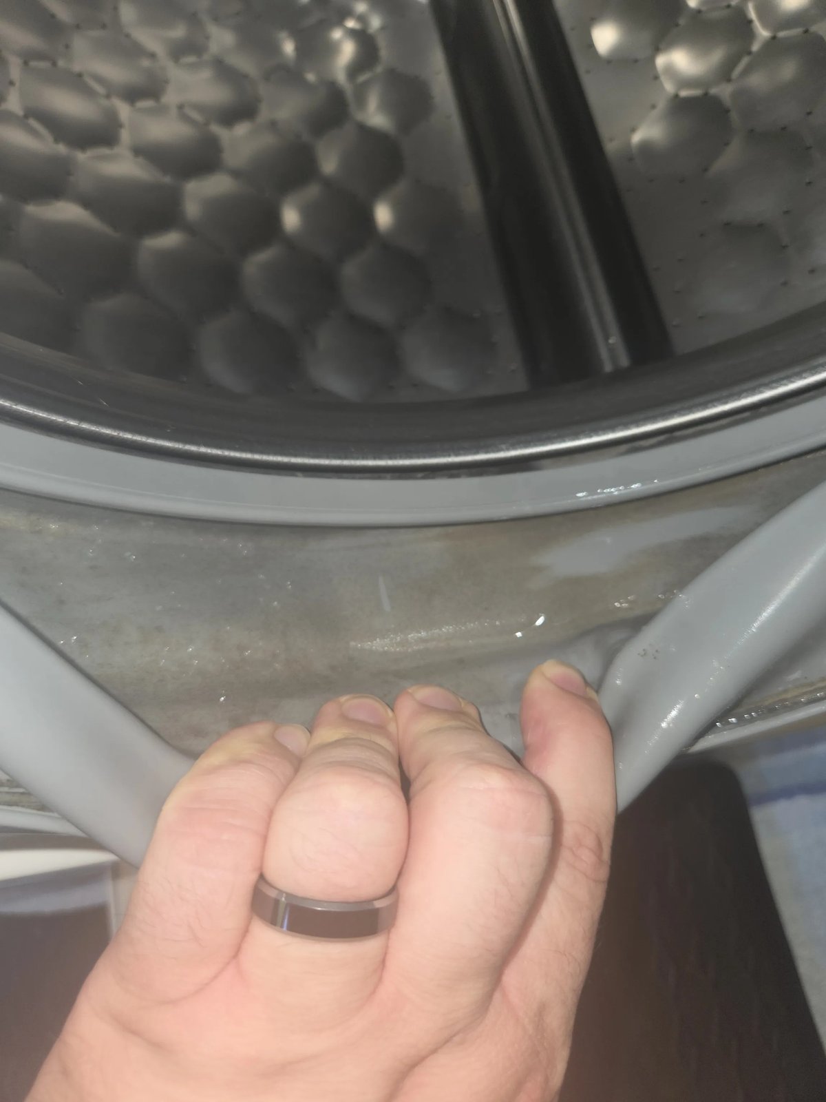 Miele washing machine door seal fold before cleaning
